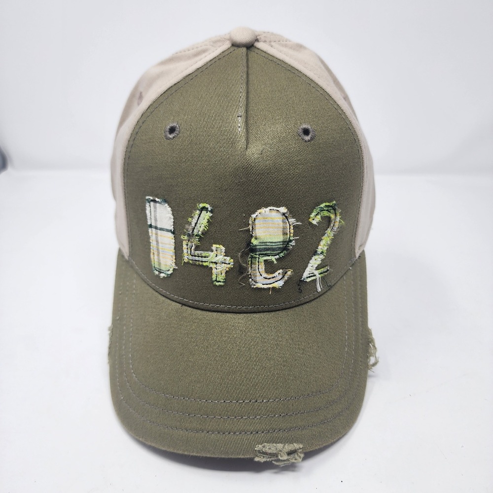 HYP Baseball Cap 56cm 1482 Distressed Twill A-Flex Stretch Fit Green Tan Hat